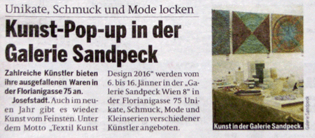 International Vienna Mietgalerie Josefstadt Stadtspionin Das Magazin für aktuelles Ausstellungsgeschehen Vernissage Kurier Freizeit Kultur Wochenende Kronen Zeitung oe24 Österreich Augustin Strawanzerin BZ Wiener Bezirkszeitung Josefstadt Tage der offenen Werkstätten achten herum A-List Wien Tourismus der Grazer Österreich Heute Zeitung Kunstplattform für moderne Kunst Kulturverein Galerie Sandpeck Wien zeitgenössische österreichische Kunst K
          ultur Wirtschaft Veranstaltungslokal Künstlerberatung Kunstkalender Kunsthandwerksmarkt Veranstaltungsprogramm Pop-up-Store Florianigasse Josefstädter 1080 kaufen mieten Werkpräsentation Ausstellung bildende gestaltende KünstlerInnen GrafikerInnen FotografInnen KunsthandwerkerInnen angewandten Gebrauchskunst DesignerInnen ErwachsenenbildnerInnen KursleiterInnen TrainerInnen Menschen Fachwissen Kompetenzen Wissen Können interessierten Menschen AutorInnen LiteratInnen DichterInnen LyrikerInnen SchriftstellerInnen JournalistInnen MusikerInnen AlleinunterhalterInnen Ausstellungsräume Kursräume Seminarraum geschlossene Veranstaltungen Mietraum Fest privater Rahmen Übungsraum MusikerInnen Treffpunkt regelmäßige Gruppen Trainingsgruppe Kunstwerke Kunstmarkt Mietkunst Ausstellungszeit Programm Kunstverleih Kunstinteressenten 
          Unterstützer KunstsammlerIn Vermarktung Marketing Kommunikationsstrategien Presse Öffentlichkeitsarbeit Konzepte Printmedien Onlinemedien künstlerischen Arbeit Ausstellungsorganisation Pressemitteilungen Onlineplattformen gewinnbringender Webseiten Künstlerhompage Weihnachtsmarkt Christkindlmarkt Adventmarkt