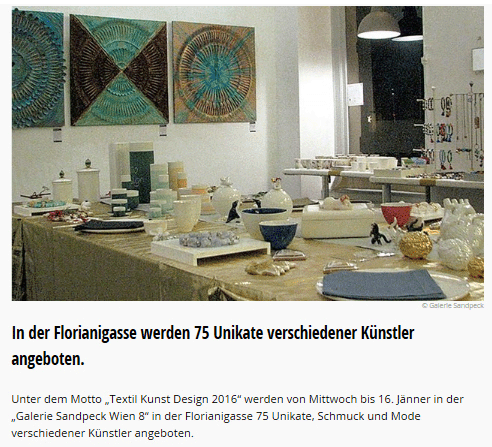 International Vienna Mietgalerie Josefstadt Stadtspionin Das Magazin für aktuelles Ausstellungsgeschehen Vernissage Kurier Freizeit Kultur Wochenende Kronen Zeitung oe24 Österreich Augustin Strawanzerin BZ Wiener Bezirkszeitung Josefstadt Tage der offenen Werkstätten achten herum A-List Wien Tourismus der Grazer Österreich Heute Zeitung Kunstplattform für moderne Kunst Kulturverein Galerie Sandpeck Wien zeitgenössische österreichische Kunst K
          ultur Wirtschaft Veranstaltungslokal Künstlerberatung Kunstkalender Kunsthandwerksmarkt Veranstaltungsprogramm Pop-up-Store Florianigasse Josefstädter 1080 kaufen mieten Werkpräsentation Ausstellung bildende gestaltende KünstlerInnen GrafikerInnen FotografInnen KunsthandwerkerInnen angewandten Gebrauchskunst DesignerInnen ErwachsenenbildnerInnen KursleiterInnen TrainerInnen Menschen Fachwissen Kompetenzen Wissen Können interessierten Menschen AutorInnen LiteratInnen DichterInnen LyrikerInnen SchriftstellerInnen JournalistInnen MusikerInnen AlleinunterhalterInnen Ausstellungsräume Kursräume Seminarraum geschlossene Veranstaltungen Mietraum Fest privater Rahmen Übungsraum MusikerInnen Treffpunkt regelmäßige Gruppen Trainingsgruppe Kunstwerke Kunstmarkt Mietkunst Ausstellungszeit Programm Kunstverleih Kunstinteressenten 
          Unterstützer KunstsammlerIn Vermarktung Marketing Kommunikationsstrategien Presse Öffentlichkeitsarbeit Konzepte Printmedien Onlinemedien künstlerischen Arbeit Ausstellungsorganisation Pressemitteilungen Onlineplattformen gewinnbringender Webseiten Künstlerhompage Weihnachtsmarkt Christkindlmarkt Adventmarkt