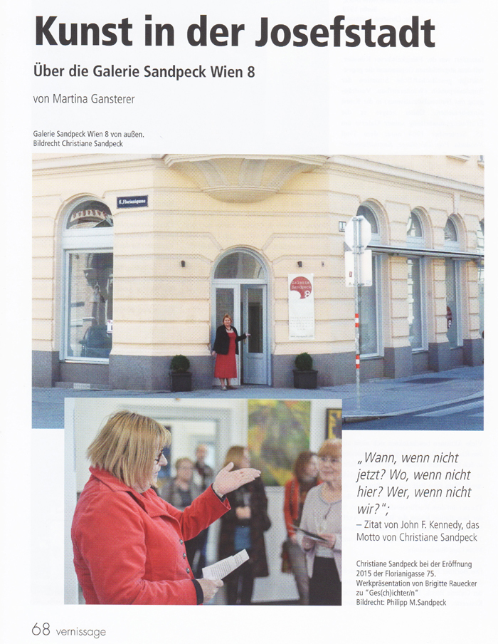 International Vienna Mietgalerie Josefstadt Stadtspionin Das Magazin für aktuelles Ausstellungsgeschehen Vernissage Kurier Freizeit Kultur Wochenende Kronen Zeitung oe24 Österreich Augustin Strawanzerin BZ Wiener Bezirkszeitung Josefstadt Tage der offenen Werkstätten achten herum A-List Wien Tourismus der Grazer Österreich Heute Zeitung Kunstplattform für moderne Kunst Kulturverein Galerie Sandpeck Wien zeitgenössische österreichische Kunst K
          ultur Wirtschaft Veranstaltungslokal Künstlerberatung Kunstkalender Kunsthandwerksmarkt Veranstaltungsprogramm Pop-up-Store Florianigasse Josefstädter 1080 kaufen mieten Werkpräsentation Ausstellung bildende gestaltende KünstlerInnen GrafikerInnen FotografInnen KunsthandwerkerInnen angewandten Gebrauchskunst DesignerInnen ErwachsenenbildnerInnen KursleiterInnen TrainerInnen Menschen Fachwissen Kompetenzen Wissen Können interessierten Menschen AutorInnen LiteratInnen DichterInnen LyrikerInnen SchriftstellerInnen JournalistInnen MusikerInnen AlleinunterhalterInnen Ausstellungsräume Kursräume Seminarraum geschlossene Veranstaltungen Mietraum Fest privater Rahmen Übungsraum MusikerInnen Treffpunkt regelmäßige Gruppen Trainingsgruppe Kunstwerke Kunstmarkt Mietkunst Ausstellungszeit Programm Kunstverleih Kunstinteressenten 
          Unterstützer KunstsammlerIn Vermarktung Marketing Kommunikationsstrategien Presse Öffentlichkeitsarbeit Konzepte Printmedien Onlinemedien künstlerischen Arbeit Ausstellungsorganisation Pressemitteilungen Onlineplattformen gewinnbringender Webseiten Künstlerhompage Weihnachtsmarkt Christkindlmarkt Adventmarkt